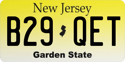 NJ license plate B29QET