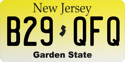 NJ license plate B29QFQ