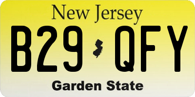 NJ license plate B29QFY
