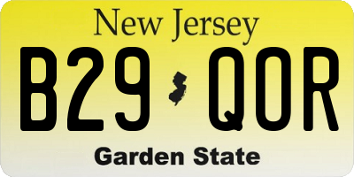 NJ license plate B29QOR