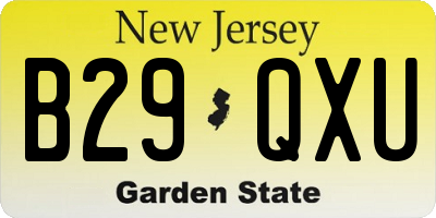 NJ license plate B29QXU