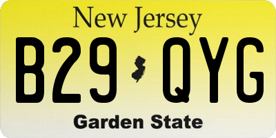 NJ license plate B29QYG