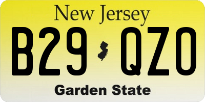 NJ license plate B29QZO