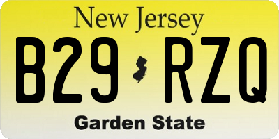 NJ license plate B29RZQ