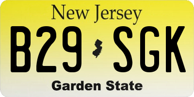 NJ license plate B29SGK