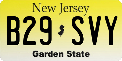 NJ license plate B29SVY