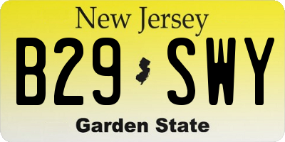 NJ license plate B29SWY