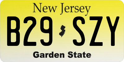 NJ license plate B29SZY