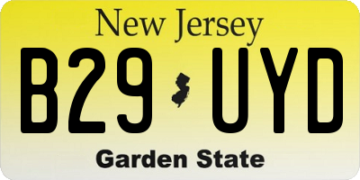 NJ license plate B29UYD