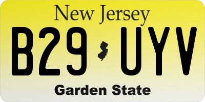 NJ license plate B29UYV