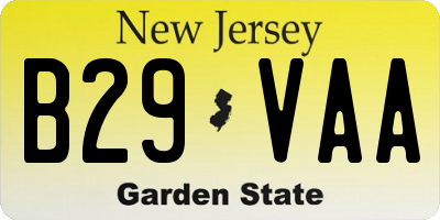 NJ license plate B29VAA