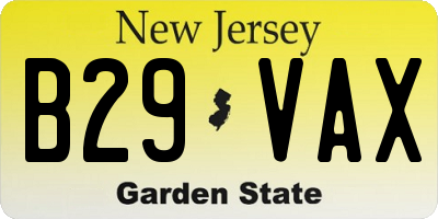 NJ license plate B29VAX