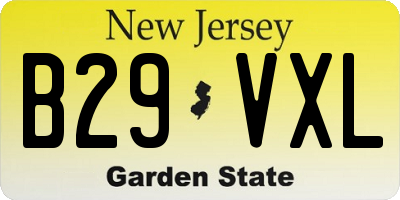 NJ license plate B29VXL