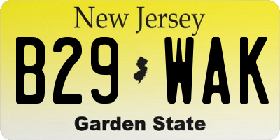 NJ license plate B29WAK