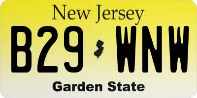 NJ license plate B29WNW