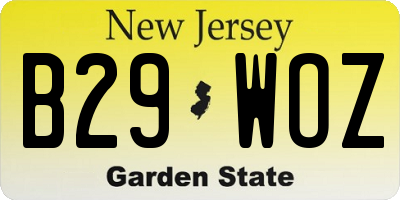 NJ license plate B29WOZ