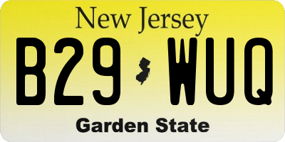 NJ license plate B29WUQ