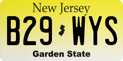 NJ license plate B29WYS