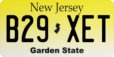 NJ license plate B29XET