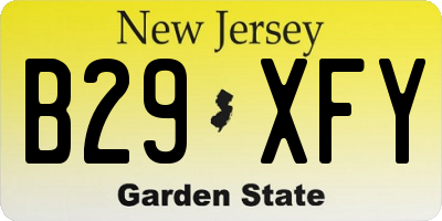 NJ license plate B29XFY