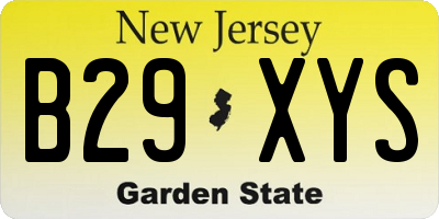 NJ license plate B29XYS