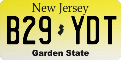 NJ license plate B29YDT