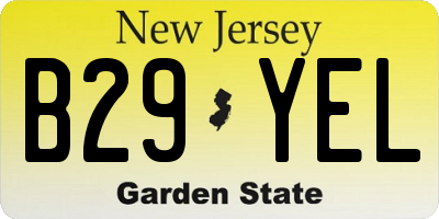 NJ license plate B29YEL
