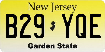 NJ license plate B29YQE