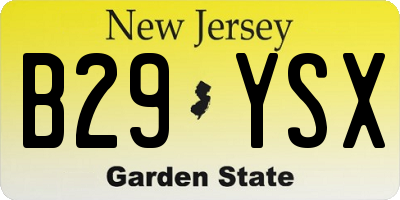 NJ license plate B29YSX