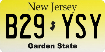 NJ license plate B29YSY