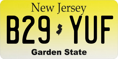 NJ license plate B29YUF