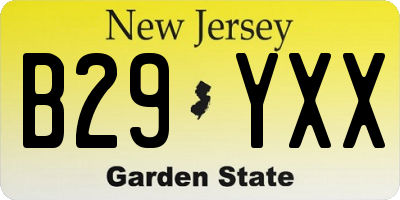 NJ license plate B29YXX