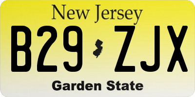 NJ license plate B29ZJX