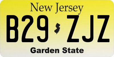 NJ license plate B29ZJZ