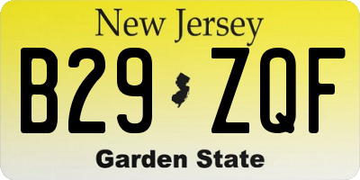 NJ license plate B29ZQF