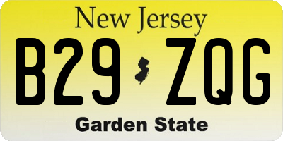 NJ license plate B29ZQG