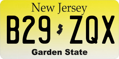 NJ license plate B29ZQX
