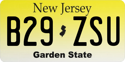 NJ license plate B29ZSU