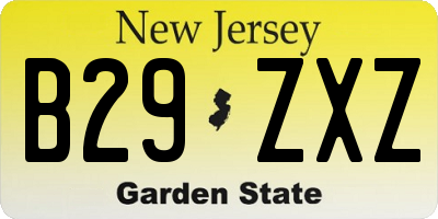 NJ license plate B29ZXZ