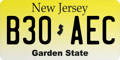 NJ license plate B30AEC