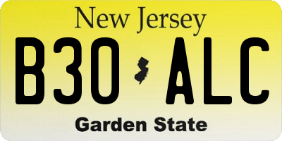 NJ license plate B30ALC