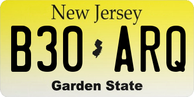 NJ license plate B30ARQ
