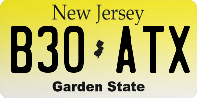 NJ license plate B30ATX