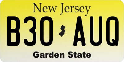 NJ license plate B30AUQ