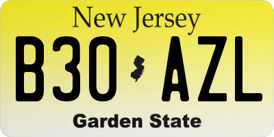 NJ license plate B30AZL