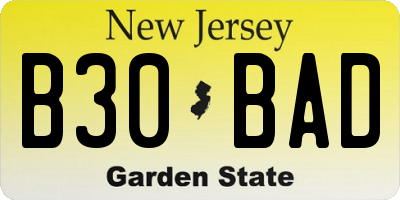 NJ license plate B30BAD