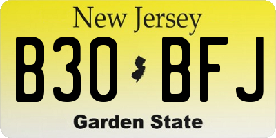 NJ license plate B30BFJ