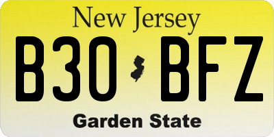 NJ license plate B30BFZ