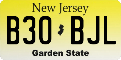 NJ license plate B30BJL