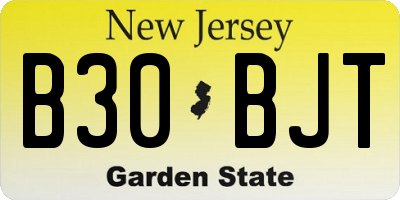 NJ license plate B30BJT
